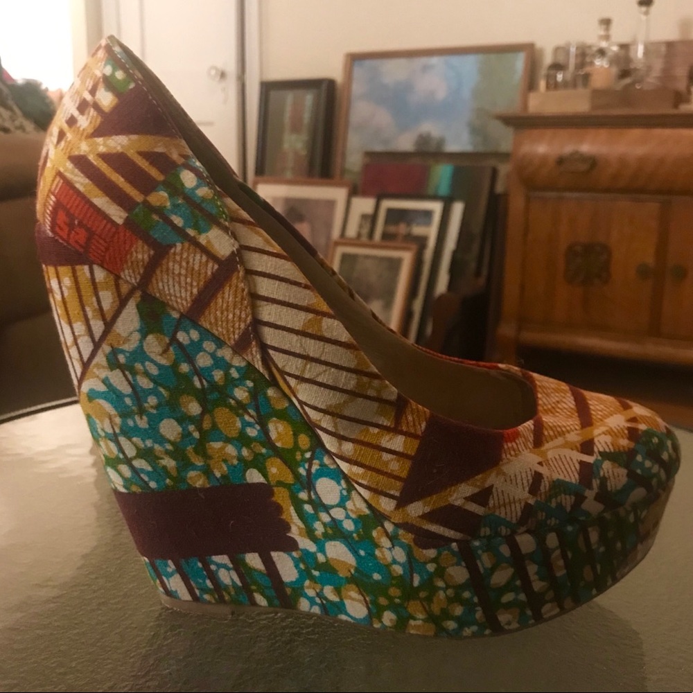 Mixed print wedge platform heels - size 8